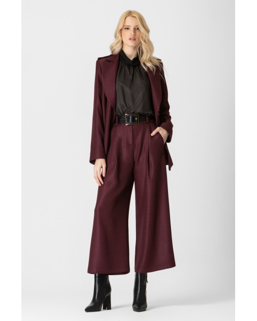 Trousers Pied de Poule Bordeaux STRAIGHT LINE