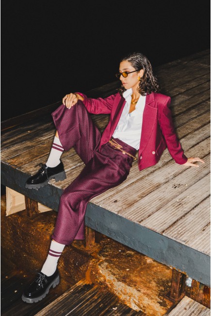 Trousers Pied de Poule Bordeaux Trousers Pied de Poule Bordeaux