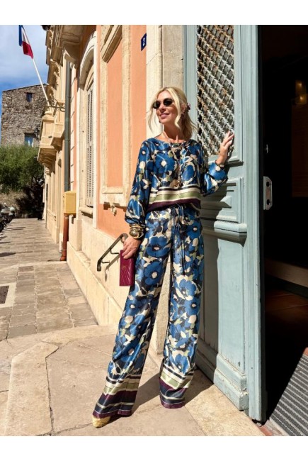 Παντελόνα σατέν εμπριμέ Florence Παντελόνα σατέν εμπριμέ Florence