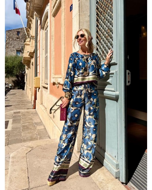 Παντελόνα σατέν εμπριμέ Florence