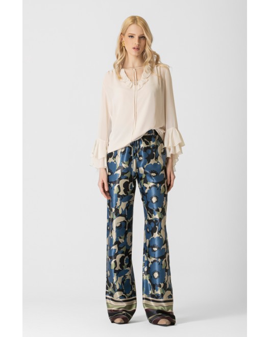 Wide satin trousers Florence COMFORTABLE LINE