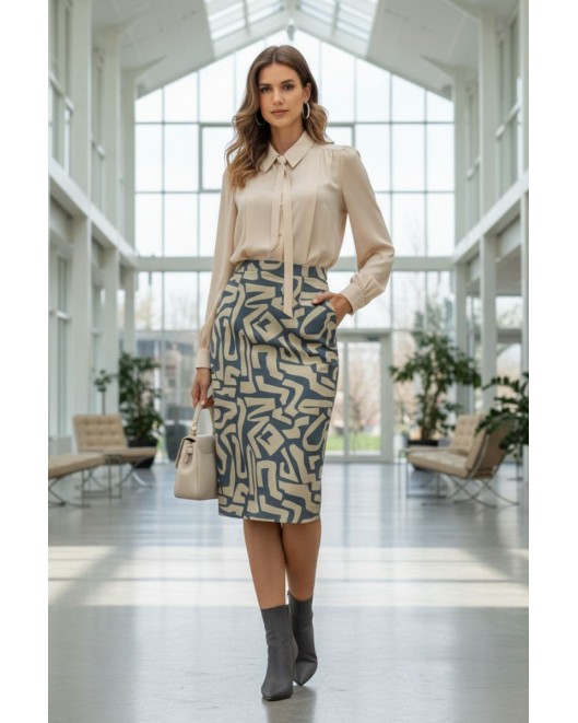 Φούστα κρεπ εμπριμέ Layla