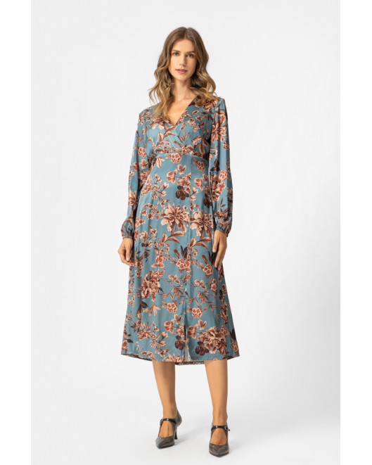 Φόρεμα εμπριμέ σατέν κρουαζέ Jade ΚΡΟΥΑΖΕ