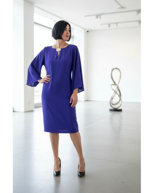 Light crepe dress with sleeves STRAIGHT LINE