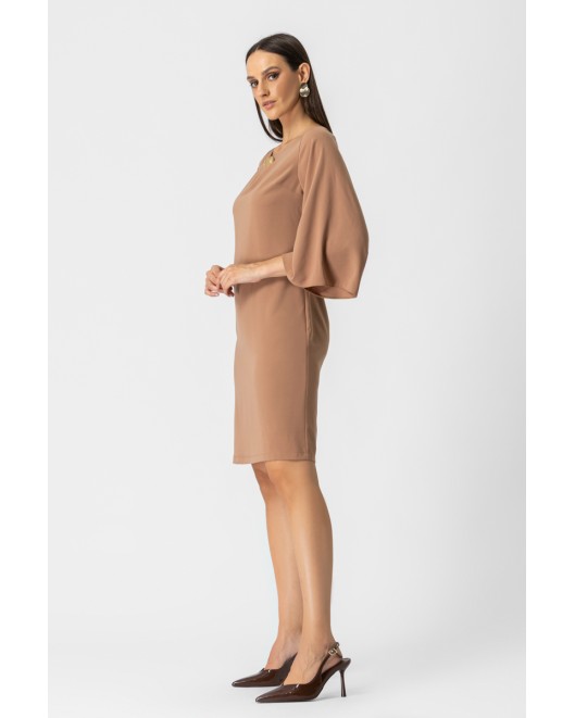 Light crepe dress with sleeves STRAIGHT LINE