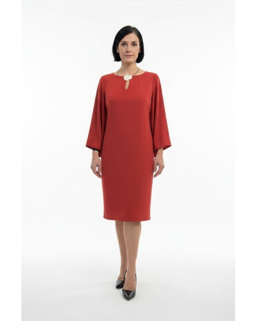 Light crepe dress with sleeves STRAIGHT LINE