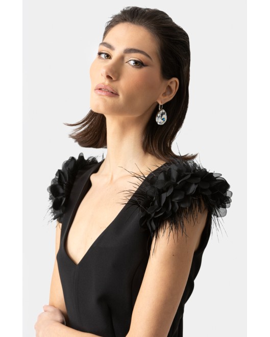 Φόρεμα κρεπ φτερό ΙΣΙΑ ΓΡΑΜΜΗ