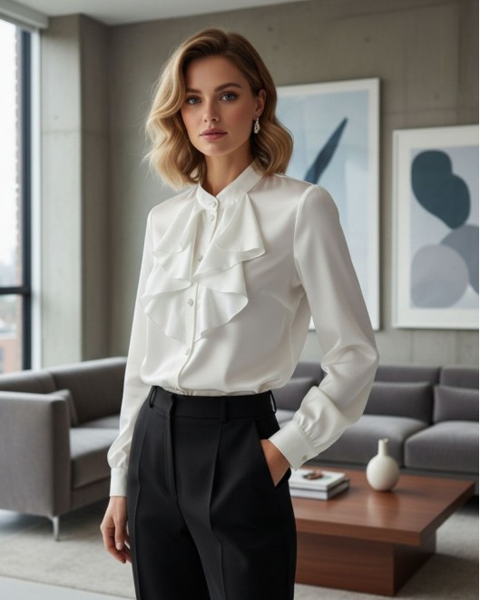 Πουκάμισο μεταξωτό βολάν