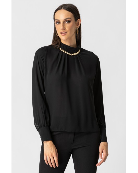 Georgette blouse with chain STRAIGHT LINE