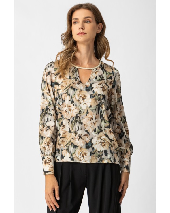 Floral blouse satin twill