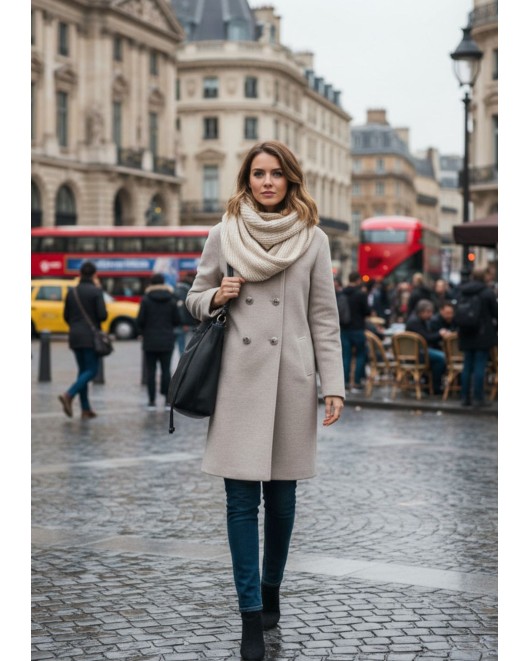 Παλτό σταυροκούμπι χνουδωτό