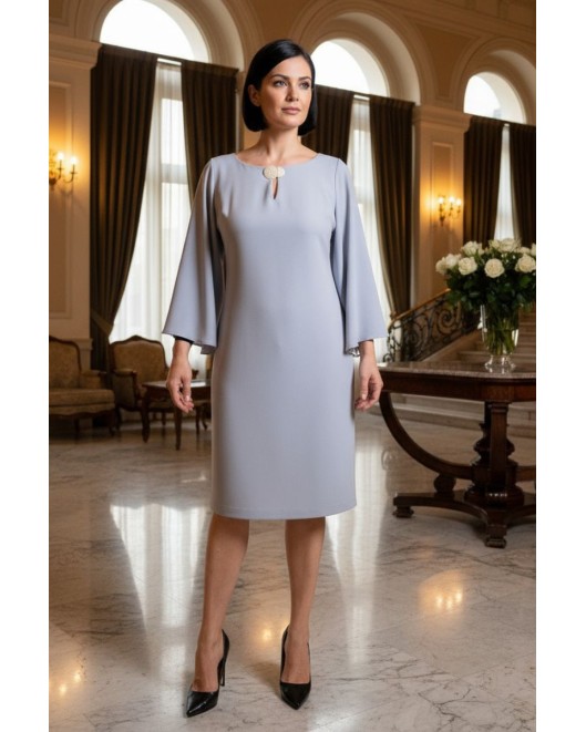 Light crepe dress with sleeves STRAIGHT LINE