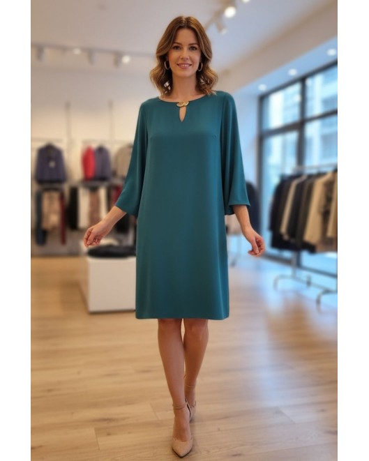 Light crepe dress with sleeves STRAIGHT LINE
