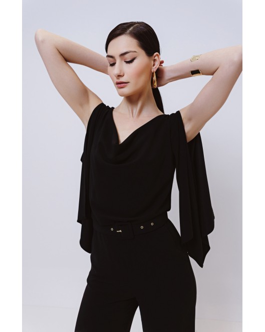 Crepe jumpsuit with sleeves JUMPSUIT