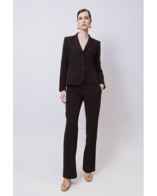 Παντελόνι κρεπ ελαστικό Muffin με ζώνη ντυμένη ΙΣΙΑ ΓΡΑΜΜΗ