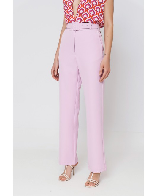 Παντελόνι κρεπ ελαστικό Muffin με ζώνη ντυμένη ΙΣΙΑ ΓΡΑΜΜΗ