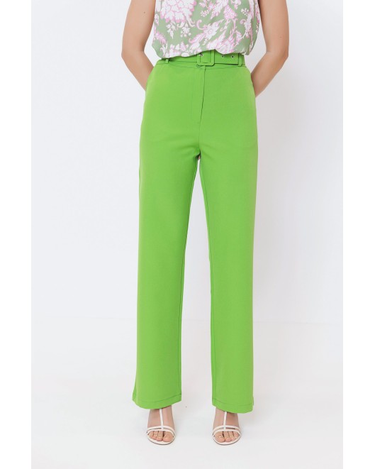 Παντελόνι κρεπ ελαστικό Muffin με ζώνη ντυμένη ΙΣΙΑ ΓΡΑΜΜΗ