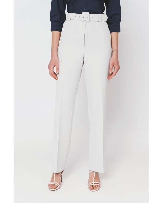 Παντελόνι κρεπ ελαστικό Muffin με ζώνη ντυμένη ΙΣΙΑ ΓΡΑΜΜΗ