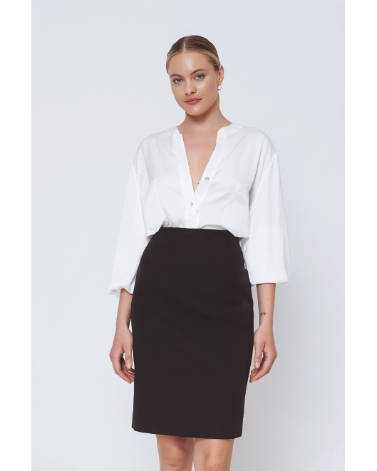 Φούστα κρεπ  ελαστική κλασσική σε ίσια γραμμή ΦΟΥΣΤΕΣ