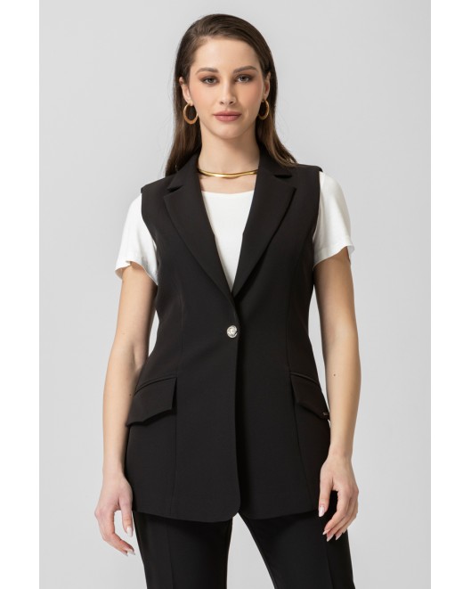 Γιλέκο κρεπ ελαστικό τσέπες