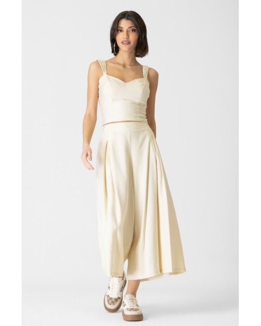 Παντελόνα naturale πιέτες λάστιχο