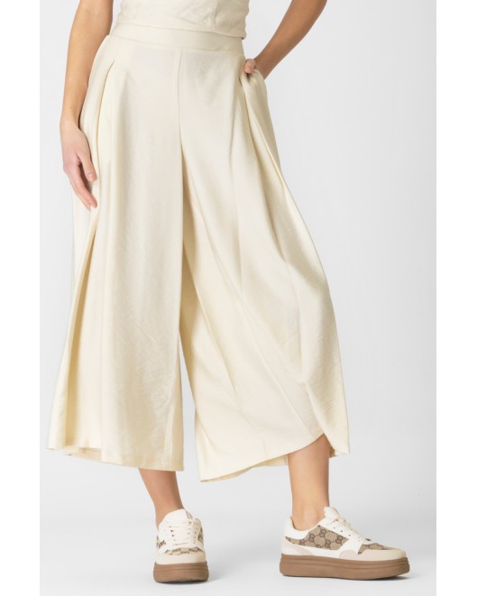 Παντελόνα naturale πιέτες λάστιχο