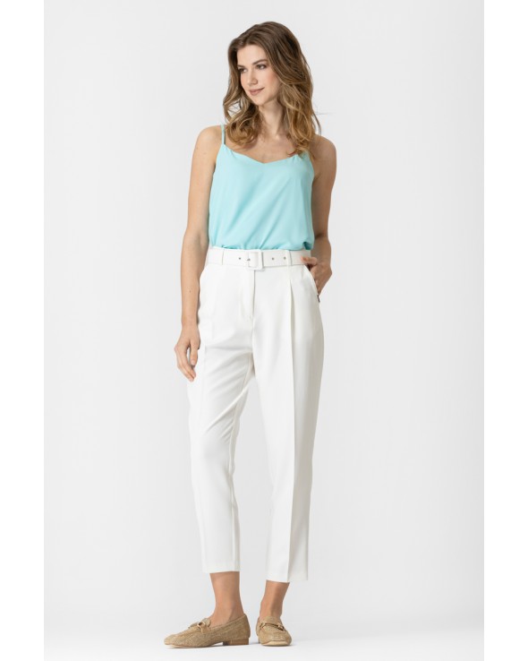 Elastic crepe trousers with belt Muffin Elastic crepe trousers with belt Muffin