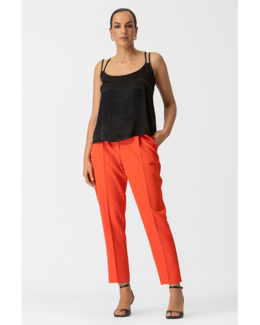 Elastic crepe trousers with belt Muffin STRAIGHT LINE