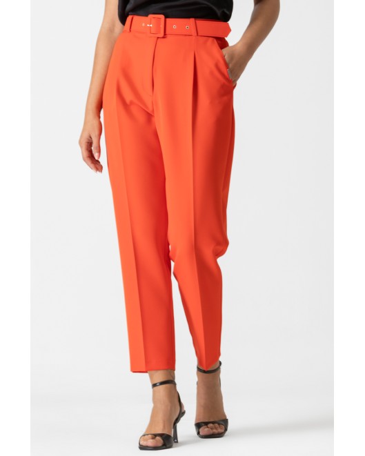 Elastic crepe trousers with belt Muffin STRAIGHT LINE