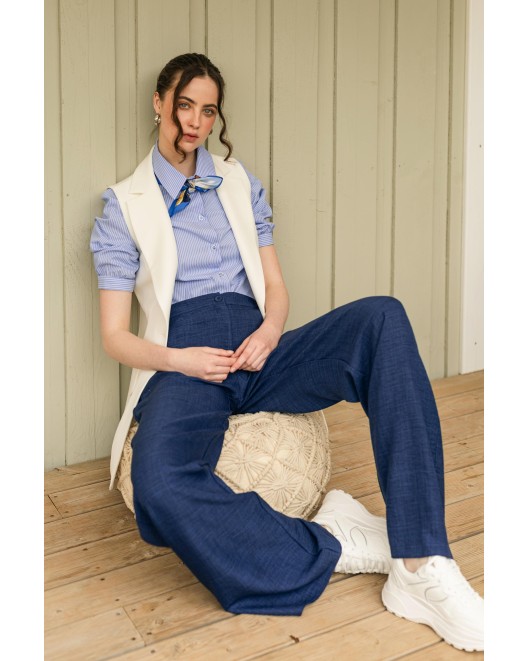 Linen look trousers Frida Ochre