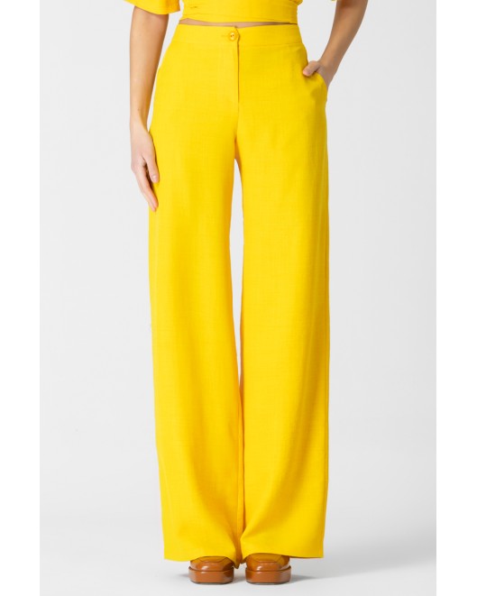 Linen look trousers Frida Ochre
