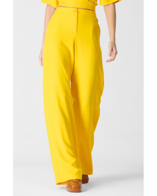 Linen look trousers Frida Ochre