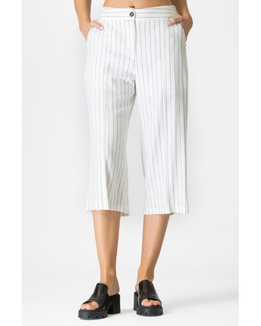 Παντελόνα λινή ριγέ ασπρόμαυρη ΣΕ ΑΝΕΤΗ ΓΡΑΜΜΗ