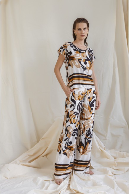 Printed satin viscose trousers Foxy