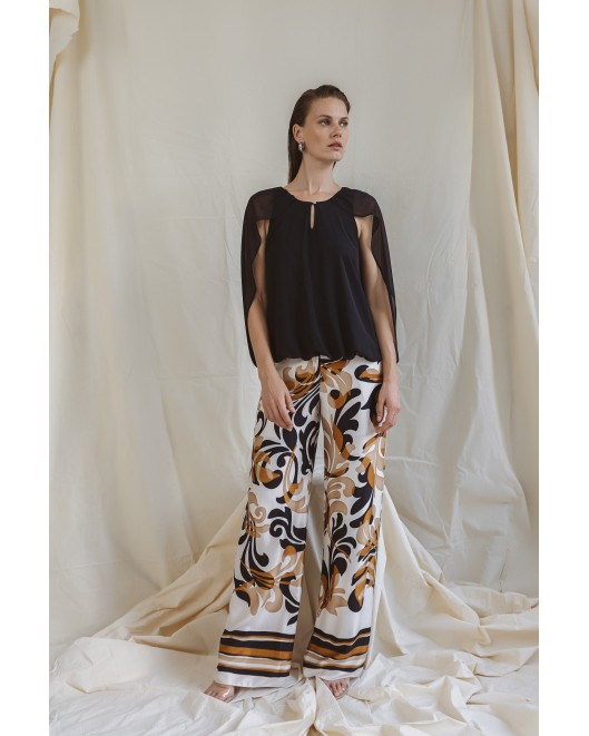 Printed satin viscose trousers Foxy COMFORTABLE LINE