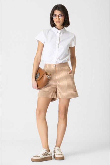 Cotton striped popline shorts Cotton striped popline shorts