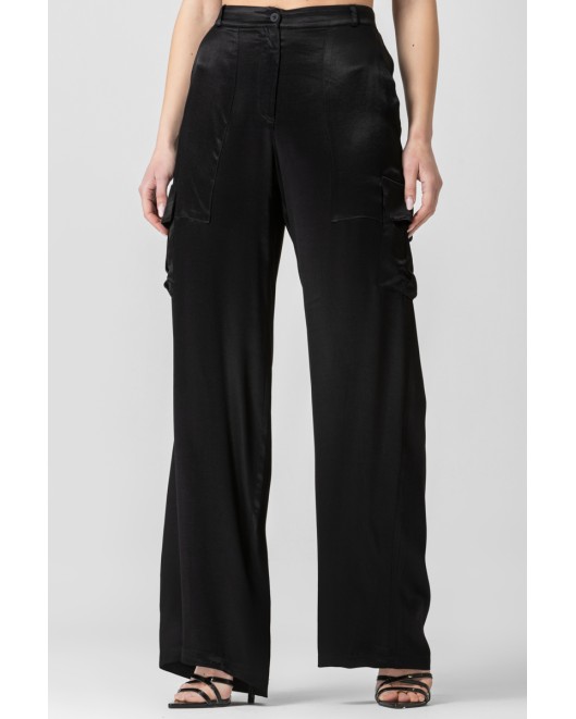 Viscose satin cargo trousers COMFORTABLE LINE