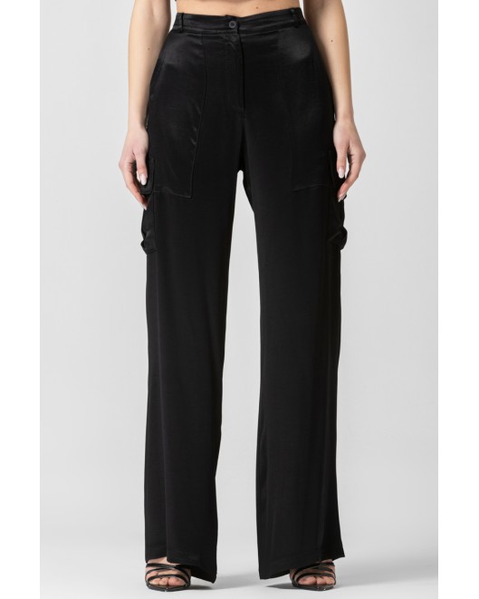 Viscose satin cargo trousers COMFORTABLE LINE