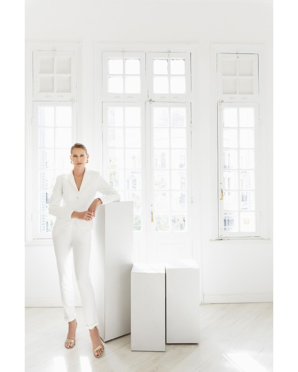 Slim fit crepe trousers