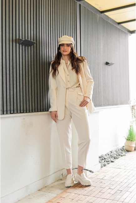 Double button crepe trousers