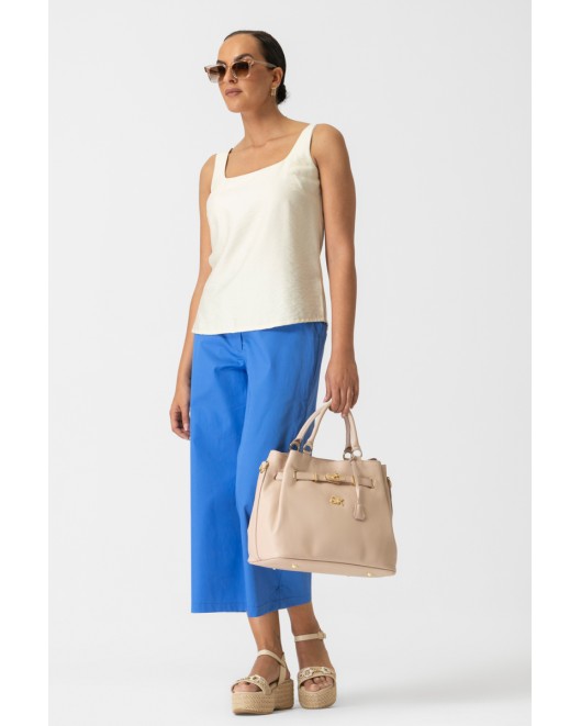 Popline trousers with waistband COMFORTABLE LINE