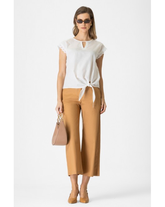 Popline trousers with waistband COMFORTABLE LINE