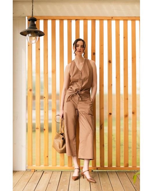 Popline trousers with waistband COMFORTABLE LINE