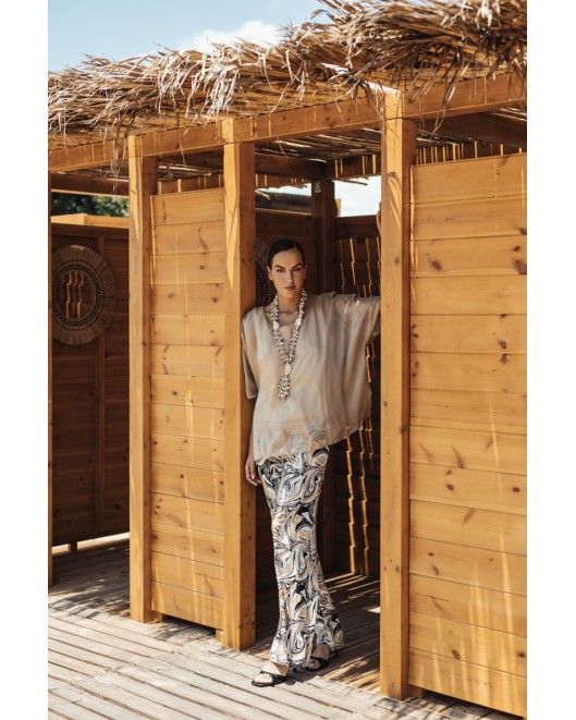 Παντελόνα εμπριμέ Naturale λάστιχο ΣΕ ΑΝΕΤΗ ΓΡΑΜΜΗ