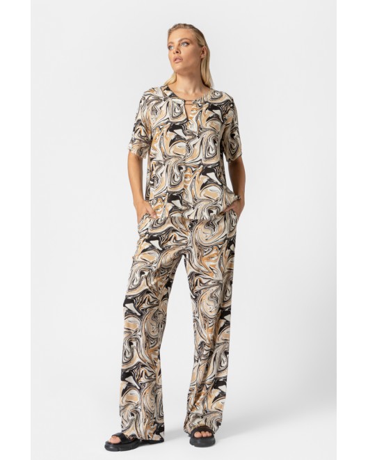 Παντελόνα εμπριμέ Naturale λάστιχο ΣΕ ΑΝΕΤΗ ΓΡΑΜΜΗ