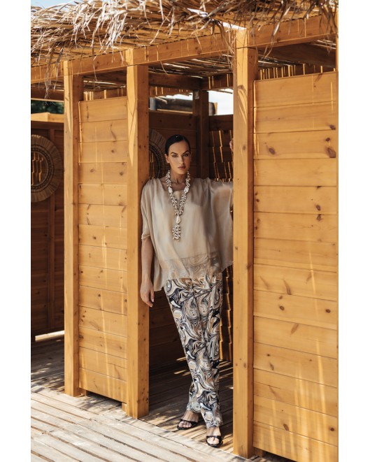 Παντελόνα εμπριμέ Naturale λάστιχο ΣΕ ΑΝΕΤΗ ΓΡΑΜΜΗ