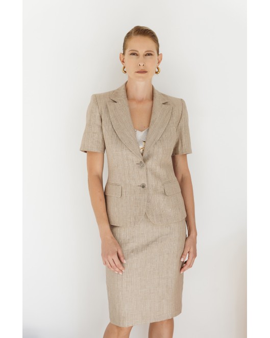 Φούστα λινή ριγέ lurex MIDI