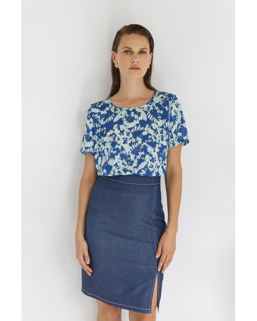 Φούστα τζίν βαμβακερή σχίσιμο MIDI