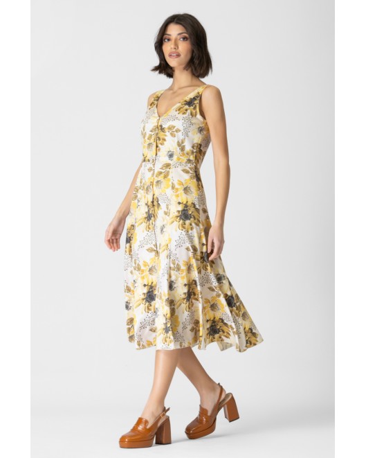 Αμάνικο φόρεμα σατέν εμπριμέ Magic ΚΛΟΣ