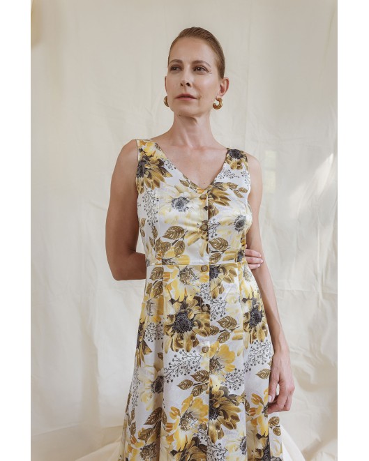 Αμάνικο φόρεμα σατέν εμπριμέ Magic ΚΛΟΣ